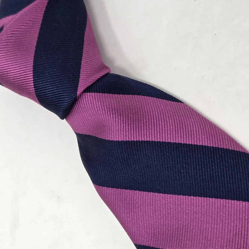 Jos. A. Bank Traveler Men's Tie 100% Silk Stain Resistant Purple and Blue Stripe